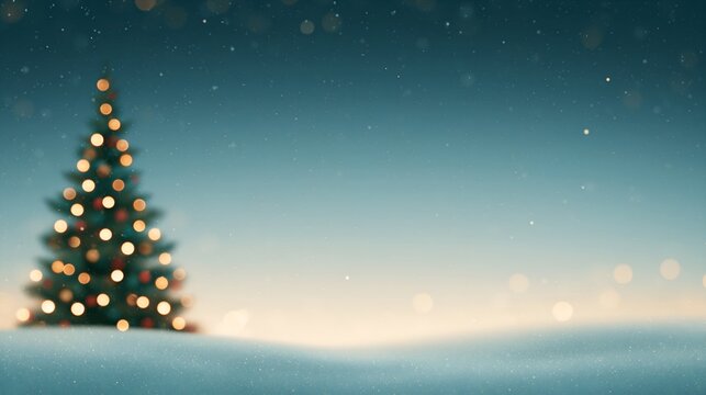 Winter wonderland with illuminated tree