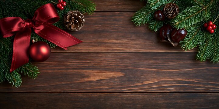 Christmas-themed holiday decoration on rustic wooden background