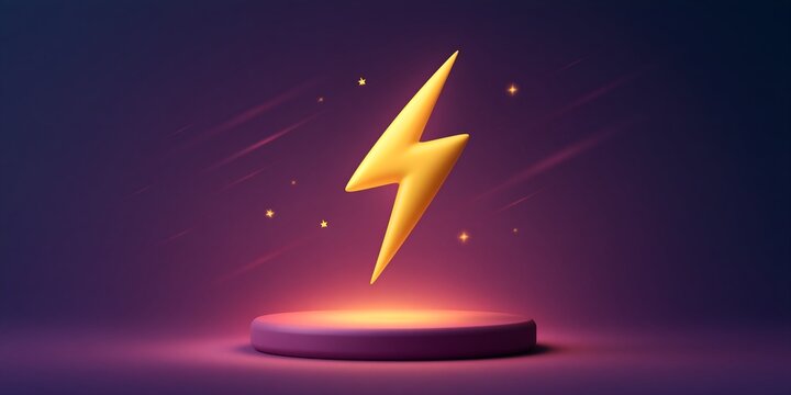 Electric symbol floating over illuminated stage