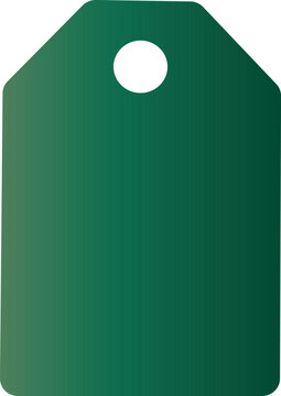 A blank dark green price tag with a subtle gradient and circular hanging hole, designed as a clean retail label template.