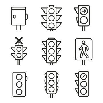 Light vector rush turn icon traffic animated standard signal box