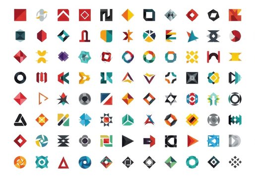 Set of modern abstract geometric logo templates and business icons