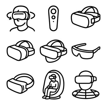 Sleek collection compact gridlines vector video glasses headset lightweight above vr icon