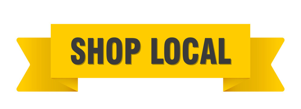 shop local yellow ribbon isolated on transparent background. shop local ribbon