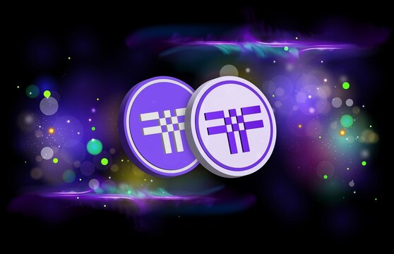 thershold-t virtual currency images on digital background. 3d illustrations.