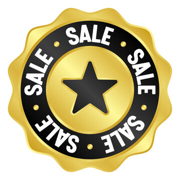 sale golden badge. sale gold seal or medal