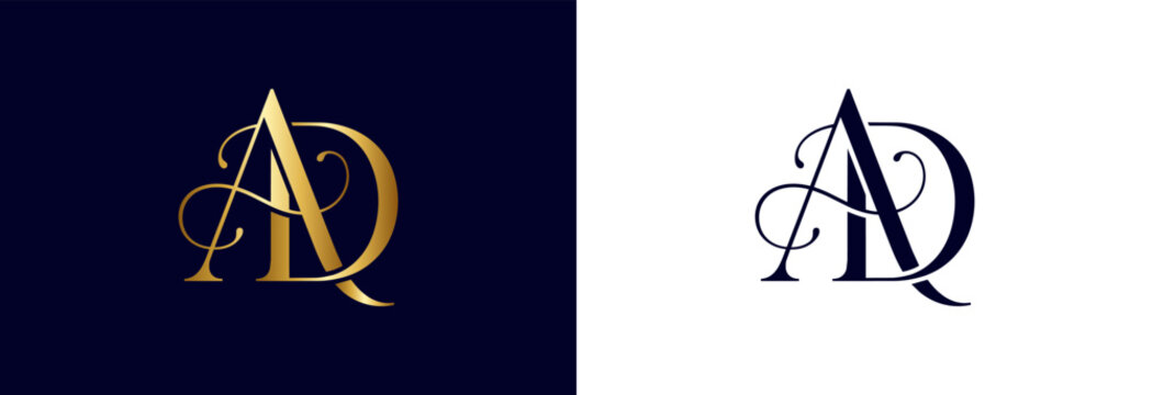 Ornate ad initial monogram logo icon with vintage luxury flourish typography.