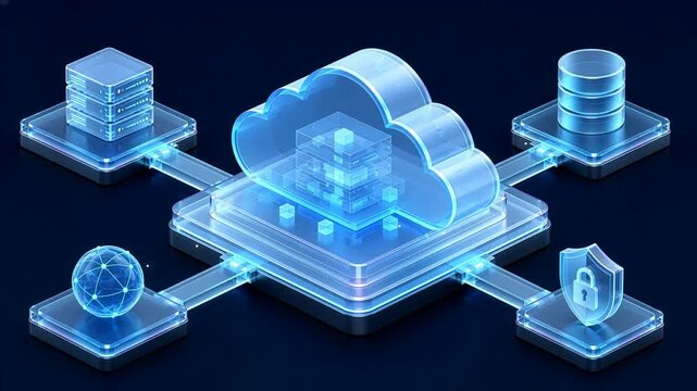 Cloud Computing Infrastructure with Data Flow, Enterprise Technology 3D Animation