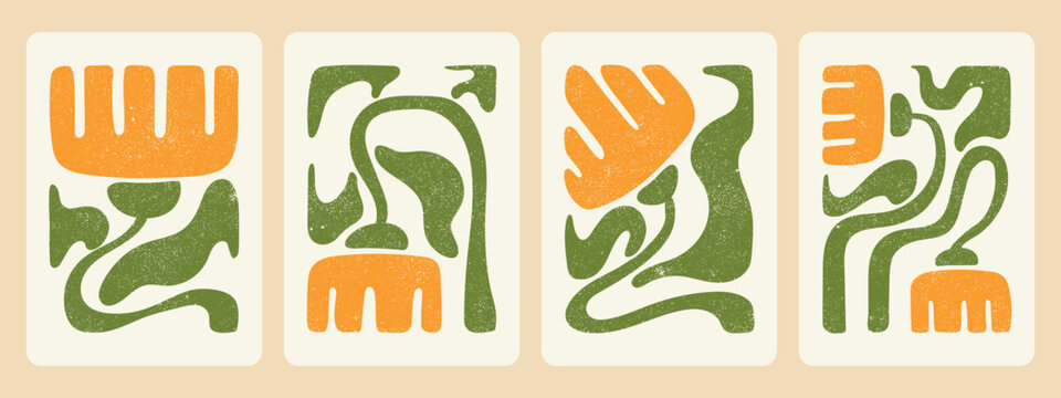 Abstract Flower Organic Shapes Illustration Set