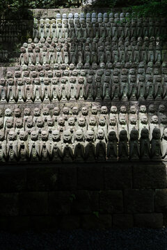 Rows of Small Jizo Statues at a Japanese Temple