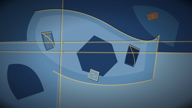 Abstract Denim Patchwork Background with Stitching Details