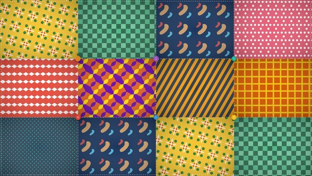 Vibrant Bohemian Quilt Seamless Pattern with Colorful Patchwork