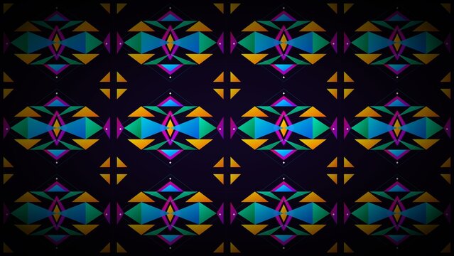 Neon Aztec Geometric Tribal Pattern Background