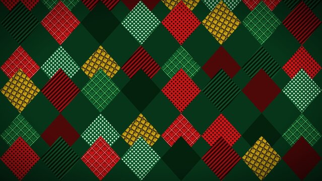 Christmas Harlequin Pattern Background with Festive Textures