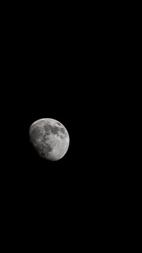 Gibbous Moon in Black Night Sky