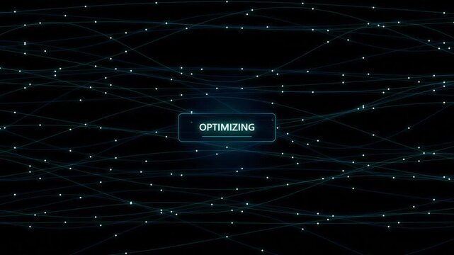 Digital Network Visualization Showing Optimization Process With Data Lines