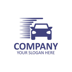Obraz premium Blue car logo design with speed lines