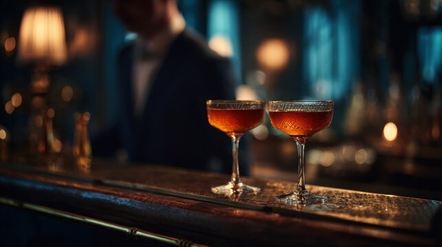 Cocktails served at a busy bar