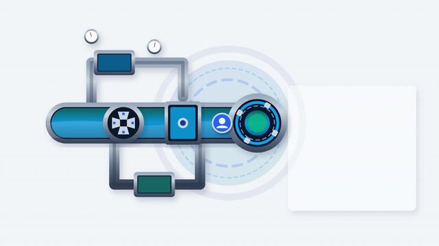 Ultra-smooth premium business animation showing a lead progressing through a mechanical sales pipeline, passing qualification, proposal, and closing vault stages before generating an increasing stack