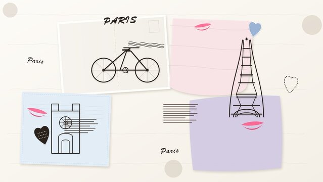 France Travel Concept Seamless Pattern with Landmarks