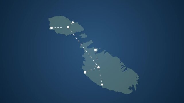 Malta Map Illustrating Digital Communication and Signal Connection Network