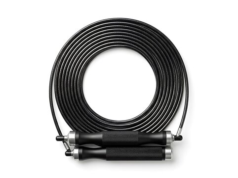 Black coiled cable with xlr connectors isolated on white background