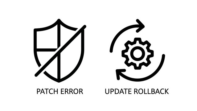 Patch error and update rollback security system vector icons with rollback