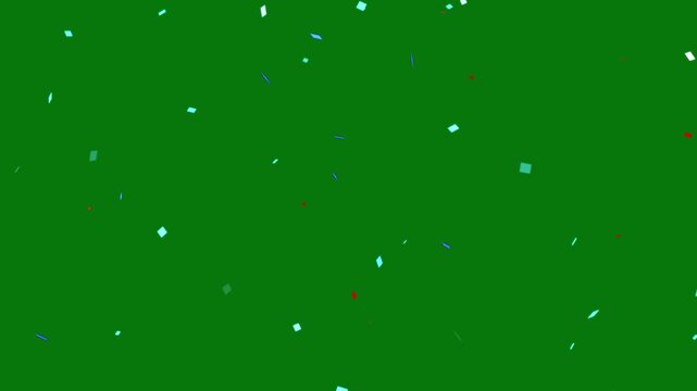 Glowing colorful confetti particles, confetti falling background overlay on green screen, confetti party popper explosions for festive, birthday, new year celebration and celebration video, 4K and UHD