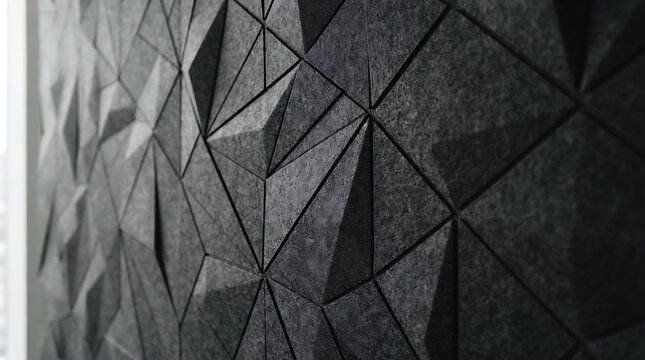 Abstract dark grey geometric triangle wall pattern