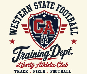 Fototapeta premium California Western State Football Training Dept. Liberty Athletic Club 82 College typography print artwork.