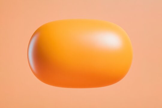 Floating orange object on plain background in studio setting