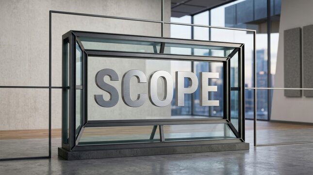 Scope Concept in Contemporary Business Interior Representing Project Planning Strategy Management Analysis and Professional Development