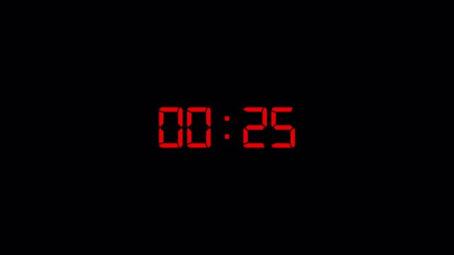 30 second Countdown timer animation from 30 seconds to 0 seconds on a transparent background. 30 seconds countdown timer with alpha channel in 4k. 