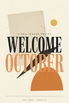 Welcome october: abstract geometric autumnal fall season