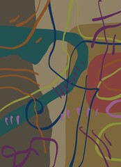 Abstract image for printing. Picture for modern interiors. The picture is painted by hand on a tablet. © neurostructure
