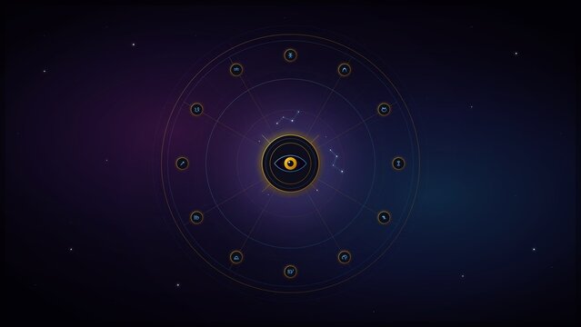 Cosmic Zodiac Wheel and Astrological Constellations