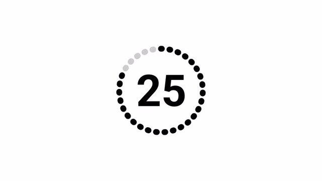 30 second Countdown timer animation from 30 seconds to 0 seconds on a transparent background. 30 seconds countdown timer with alpha channel in 4k