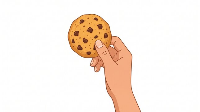 Hand holding a delicious chocolate chip cookie