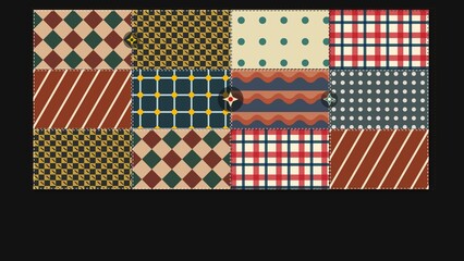 Obraz premium Retro Quilt Patchwork Seamless Pattern Background