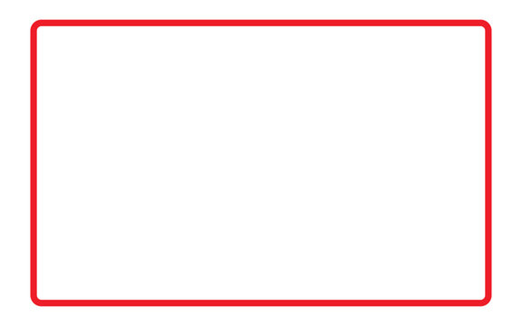 Minimalist flat design vector illustration of a red rectangular frame or border, isolated on a white background, for graphic design elements.