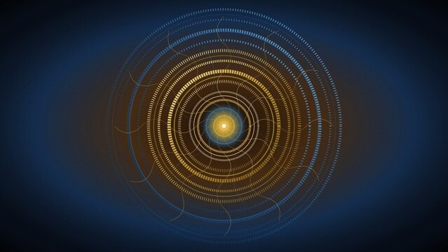 Abstract Geometric Spiral Vortex Background in Gold and Blue