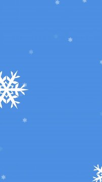 Animation of snow falling on blue background