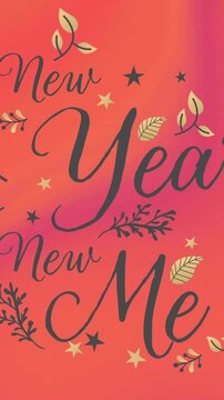 Animation of new year new me text over vibrant background