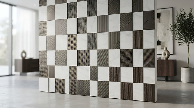 Modern decorative room divider in a luxury apartment