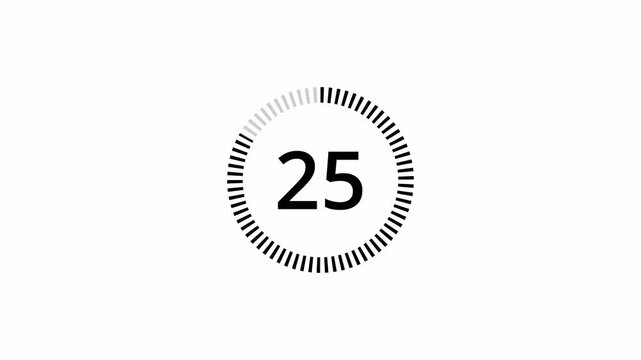 30 second Countdown timer animation from 30 seconds to 0 seconds on a transparent background. 30 seconds countdown timer with alpha channel in 4k
