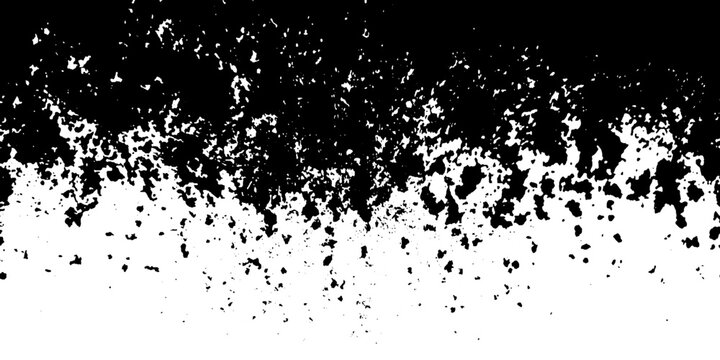 Monochrome texture composed of irregular graphic elements. Distressed uneven grunge background. Abstract vector illustration. Overlay for interesting effect and depth. Isolated on white background.
