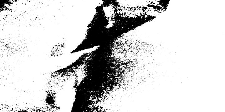 Monochrome texture composed of irregular graphic elements. Distressed uneven grunge background. Abstract vector illustration. Overlay for interesting effect and depth. Isolated on white background.