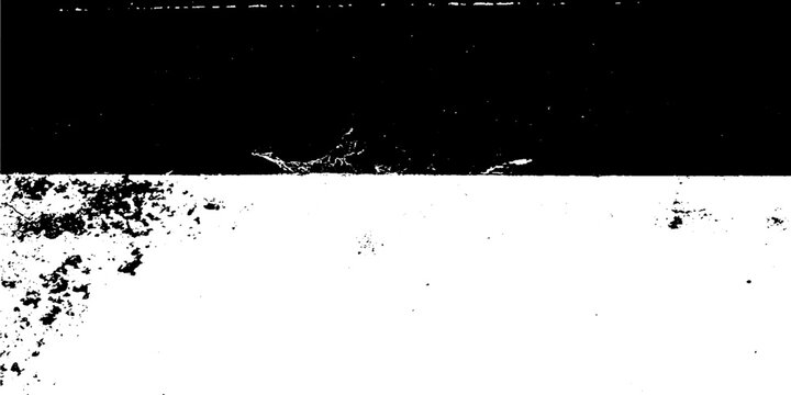 Monochrome texture composed of irregular graphic elements. Distressed uneven grunge background. Abstract vector illustration. Overlay for interesting effect and depth. Isolated on white background.