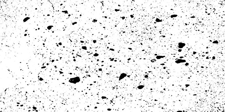 Monochrome texture composed of irregular graphic elements. Distressed uneven grunge background. Abstract vector illustration. Overlay for interesting effect and depth. Isolated on white background.