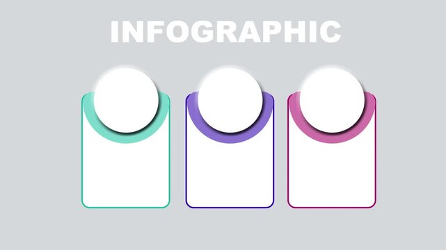 Infographic Template with Three Colorful Steps and Circle Photo Placeholders Animation